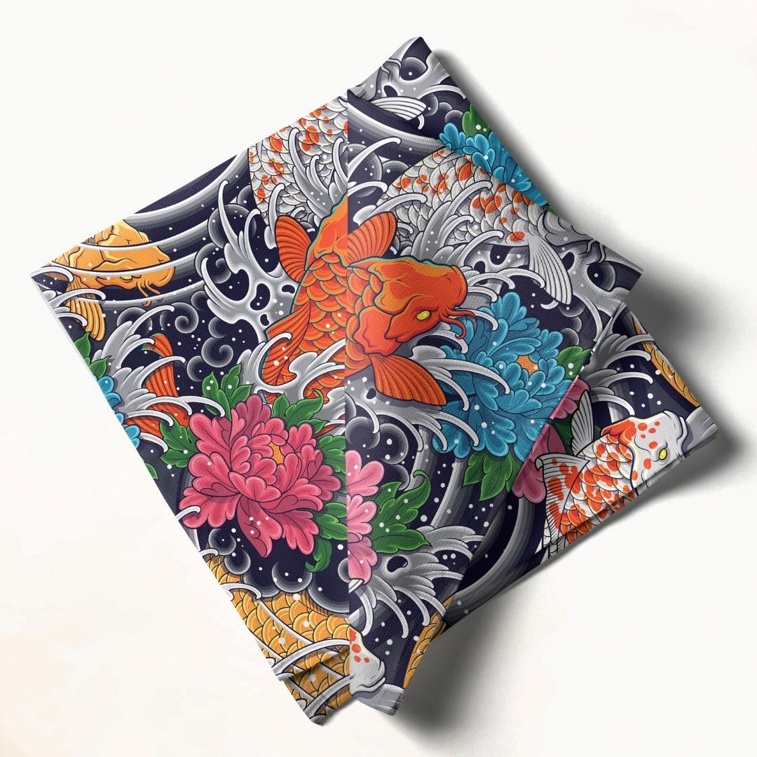 Koi Fish & Floral: Napkins 18" X 18" - Pack Of 20