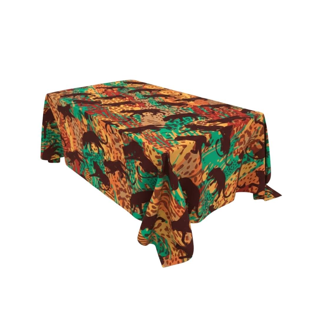 Green Safari Animal Rectangle Table Cover - Pack Of 6