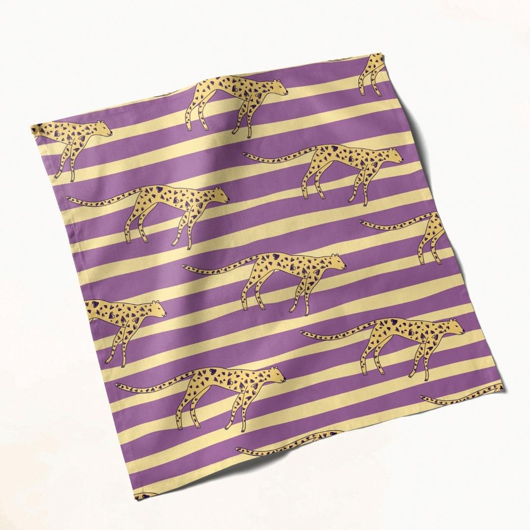 Yellow & Purple Cheetah Stripes: Napkins 18" X 18" - Pack Of 20