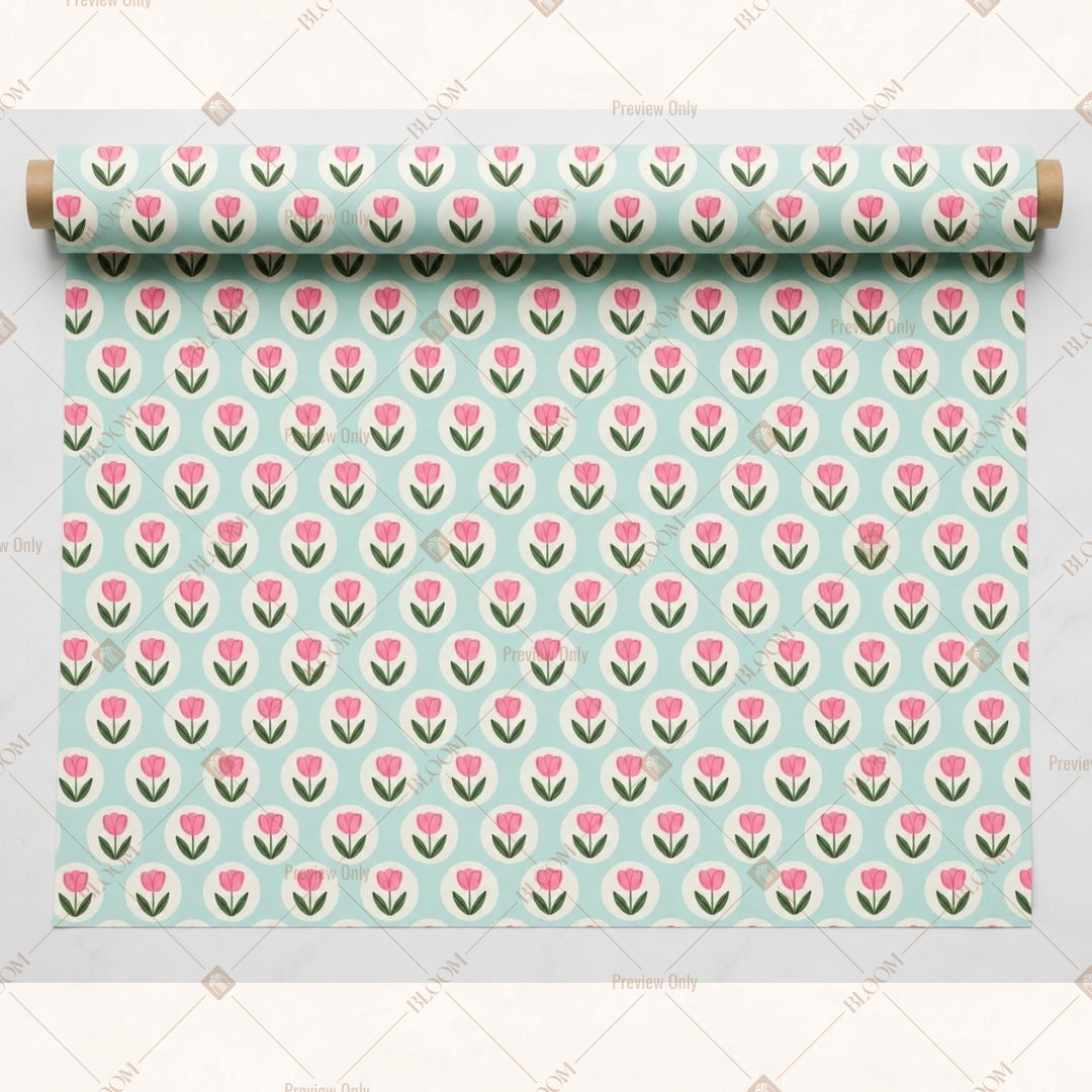 Mint Floral Motif Fabric Pack of 25