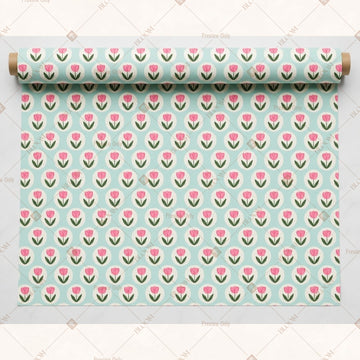 Mint Floral Motif Fabric Pack of 25
