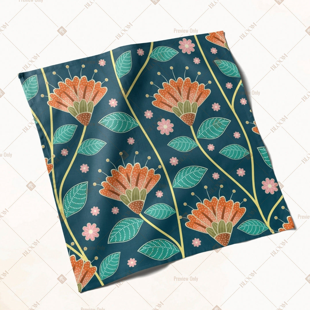 Teal Art Deco Leaf Napkin Pack of 20