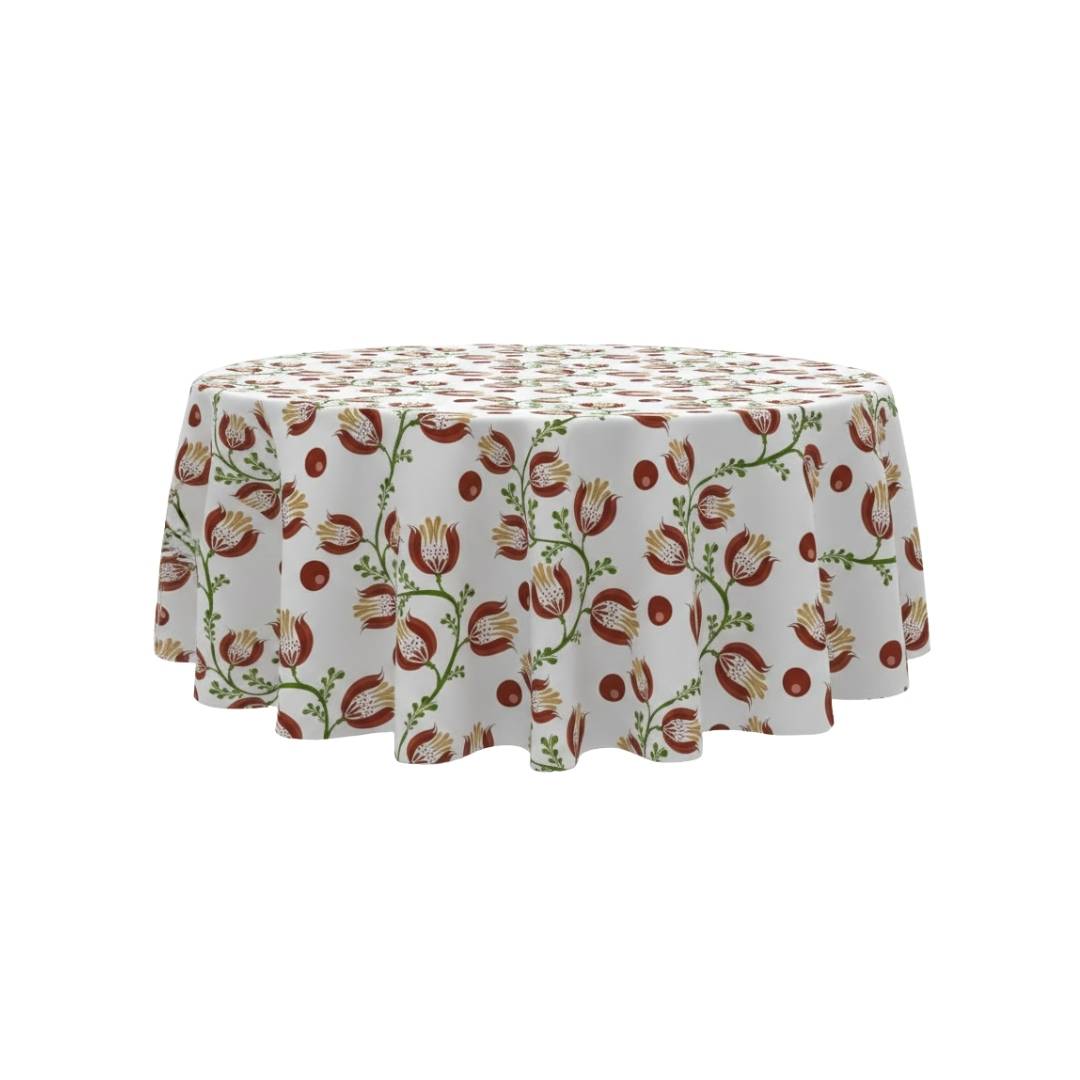 White Rustic Floral Round Table Cover - Pack Of 6