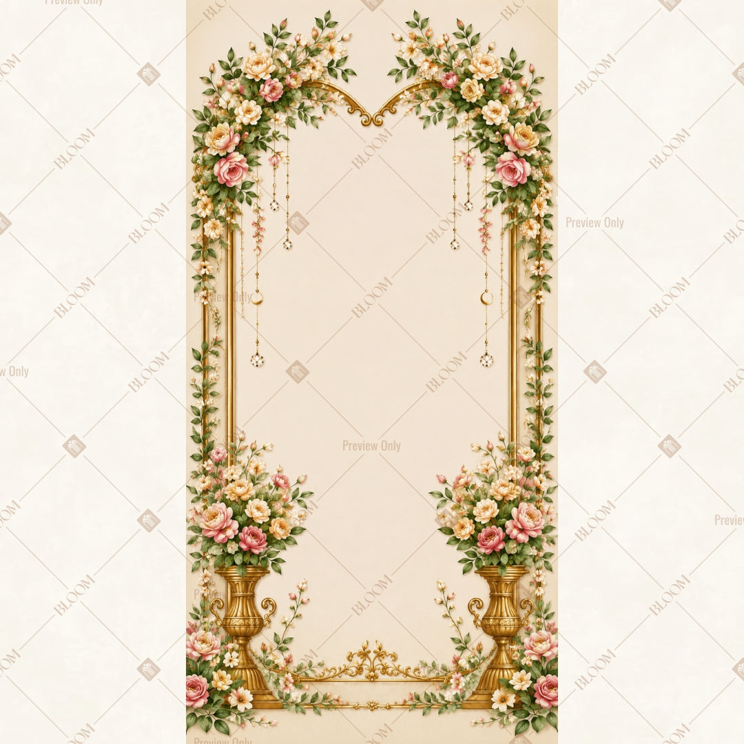 Romantic Floral Wedding Frame Vertical Backdrop