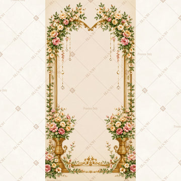 Romantic Floral Wedding Frame Vertical Backdrop