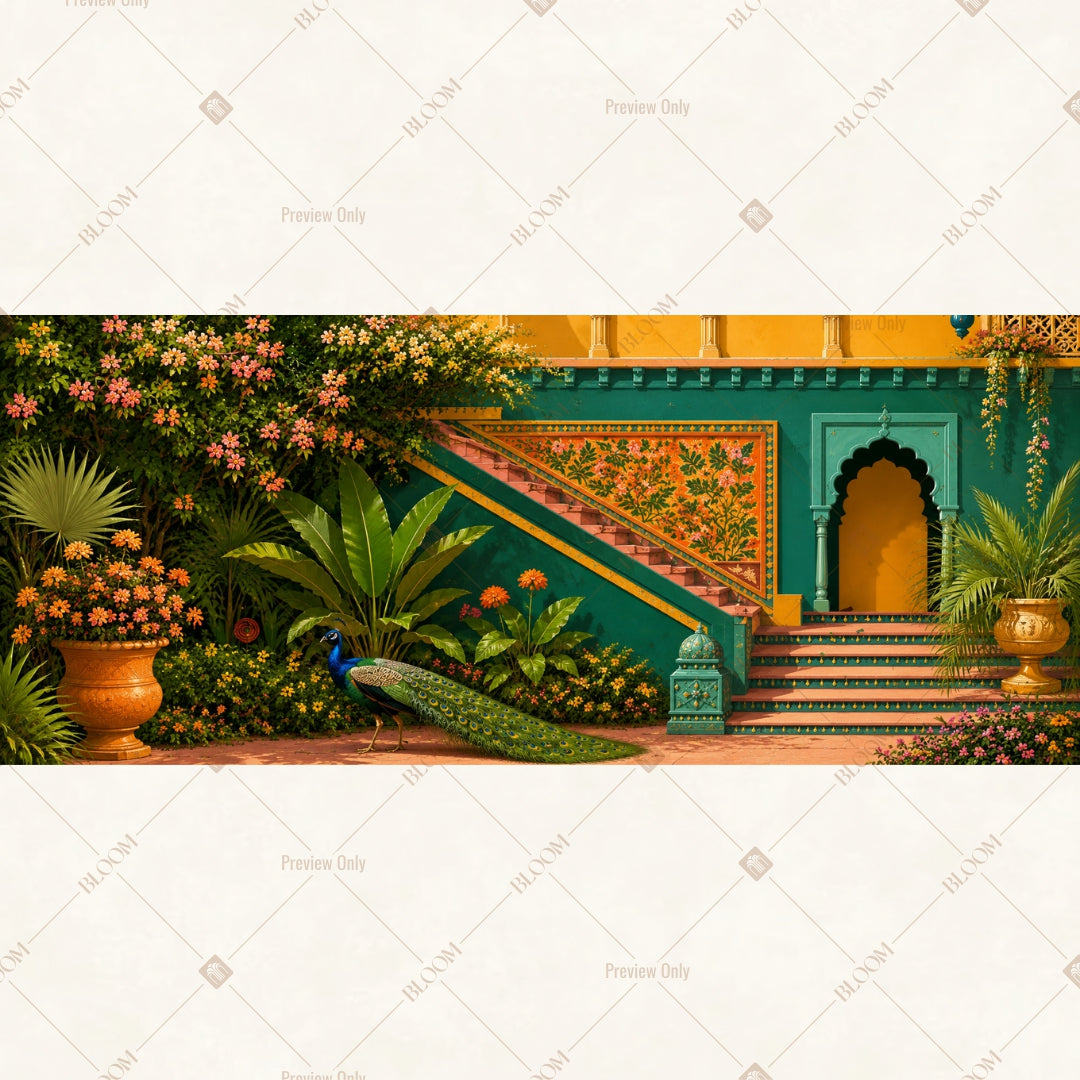 Tropical Palace Entrance Wide Backdrop