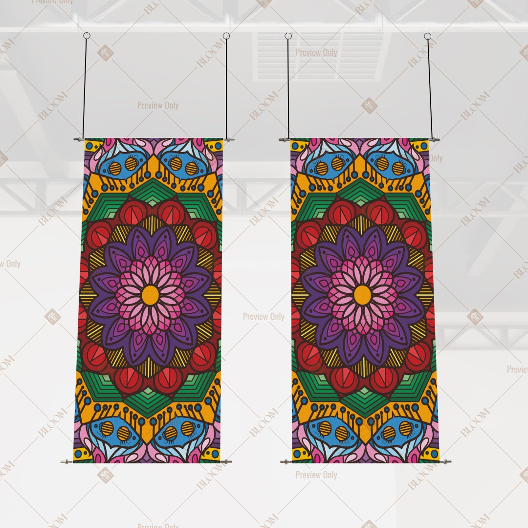 Boho Floral Mandala Hanging Scroll
