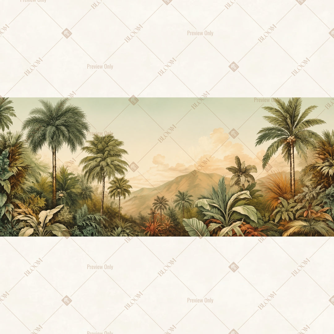 Tropical Sunset Landscape Wide Backdrop