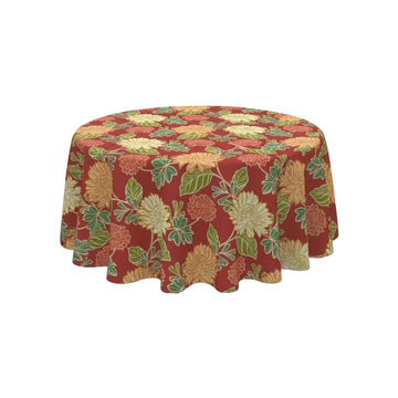 Red Chrysanthemum Festive Round Table Cover - Pack Of 6