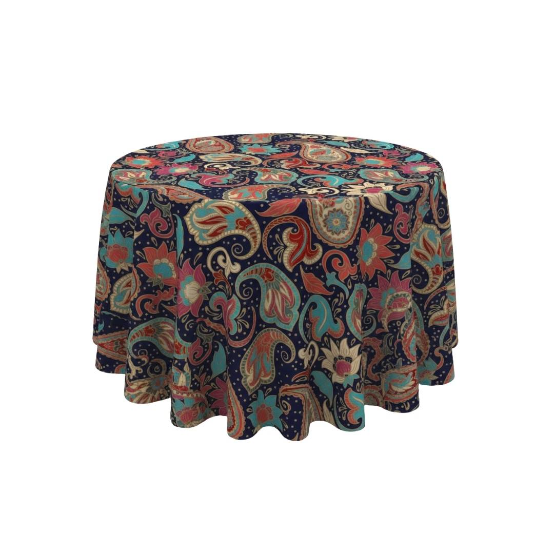 Navy Paisley Garden Round Table Cover - Pack Of 6