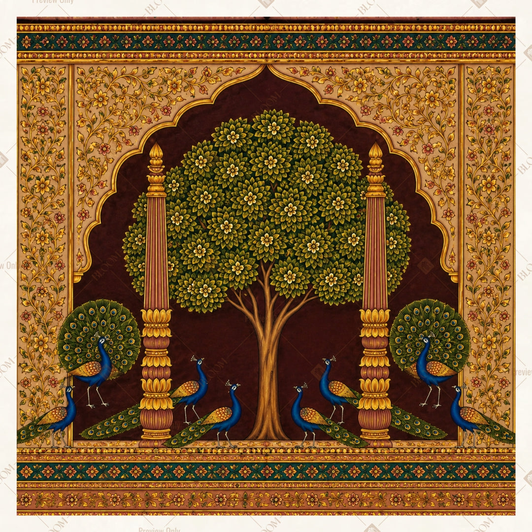 Krishna Tree Pavilion Square Backdrop