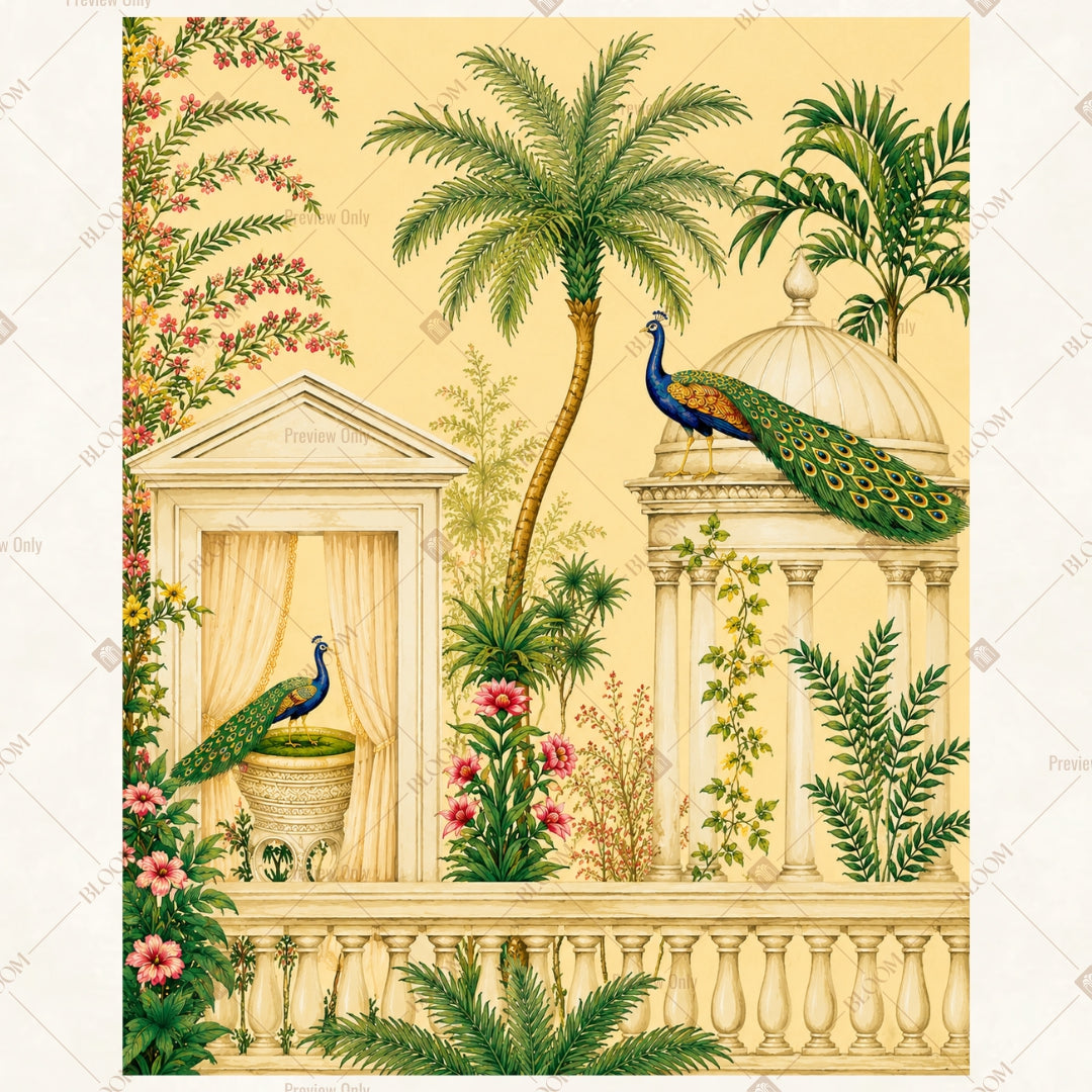 Peacock Palace Garden Portrait Rectangle Backdrop
