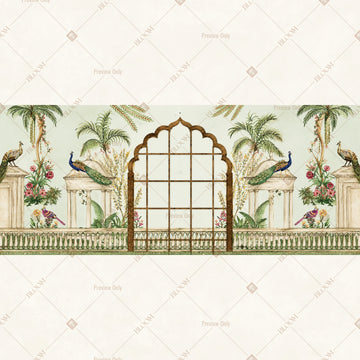 Tropical Garden Window Wide Backdrop