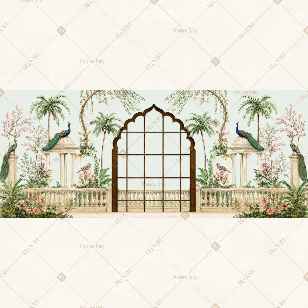 Tropical Garden Gate Wide Backdrop