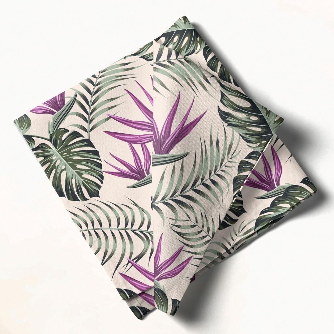 Tropical Leaf & Orchid: Napkins 18" X 18" - Pack Of 20