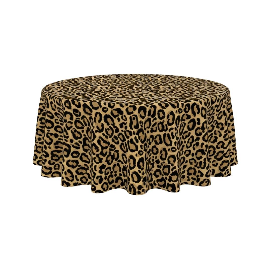Beige Leopard Round Table Cover - Pack Of 6