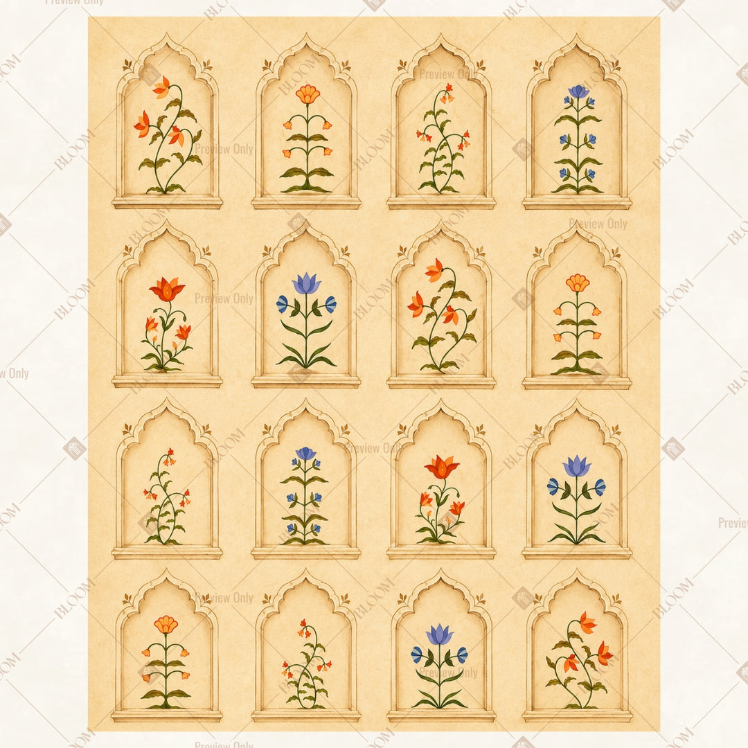 Mughal Window Pattern Portrait Rectangle Backdrop