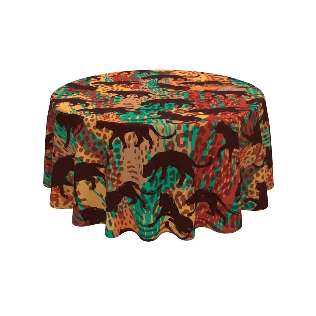 Multicolor Panther Print Round Table Cover - Pack Of 6
