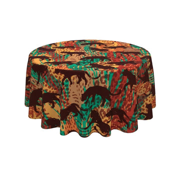 Multicolor Panther Print Round Table Cover - Pack Of 6