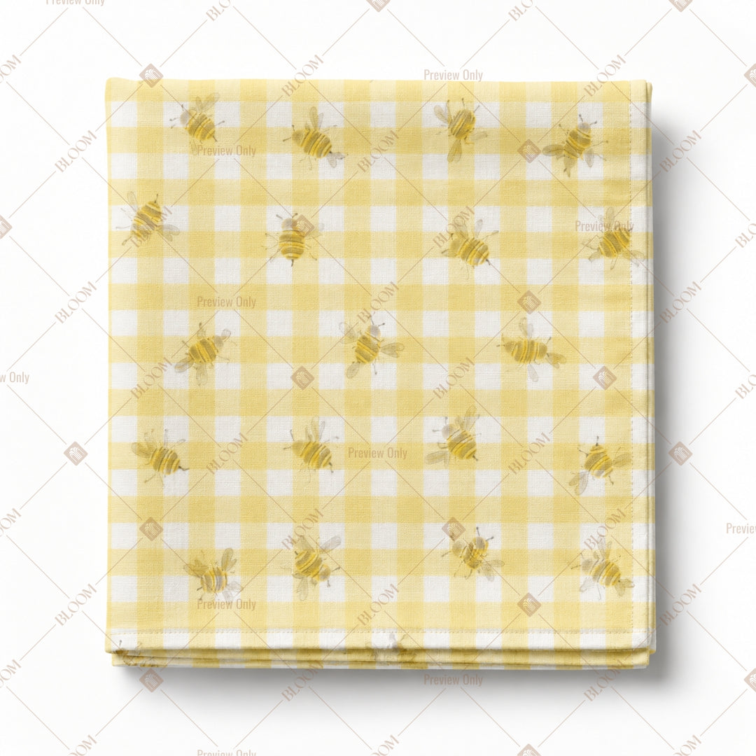 Yellow Gingham Bee Napkin Pack of 20