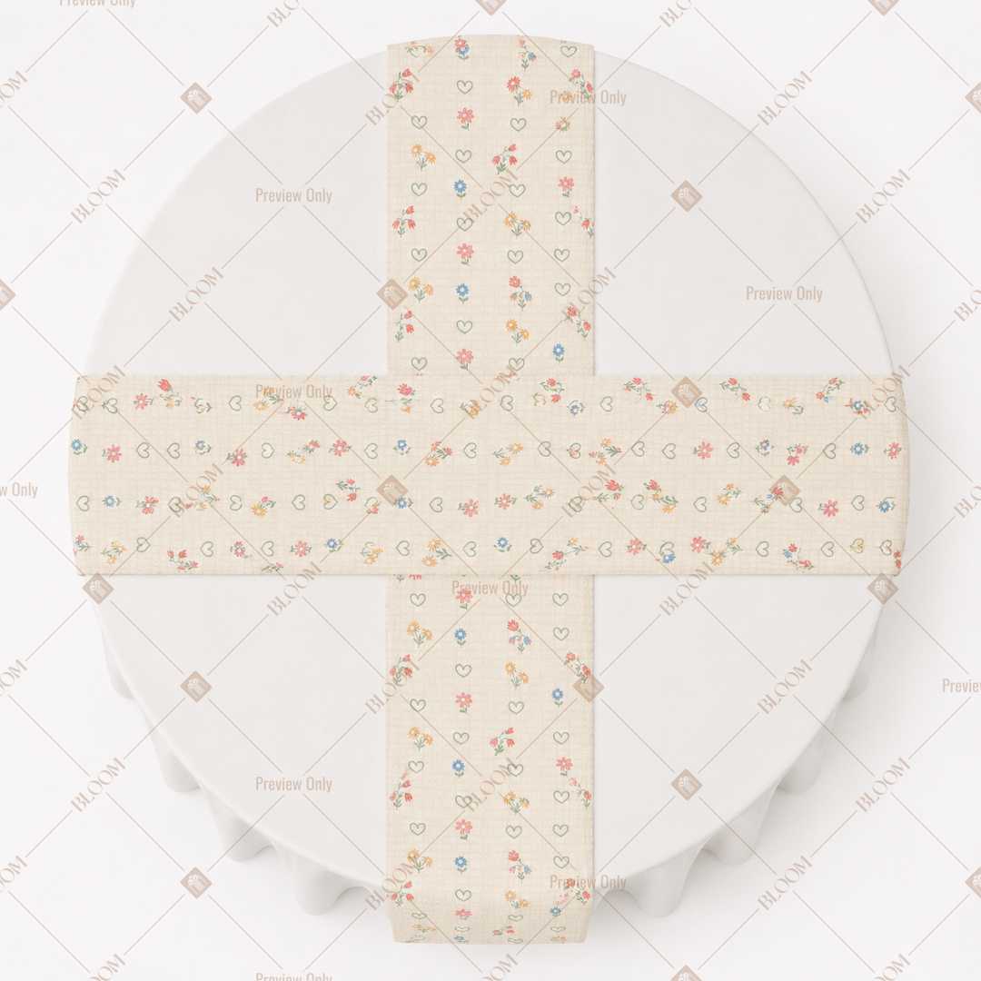 Beige Mini Floral Table Runner Pack Of 12