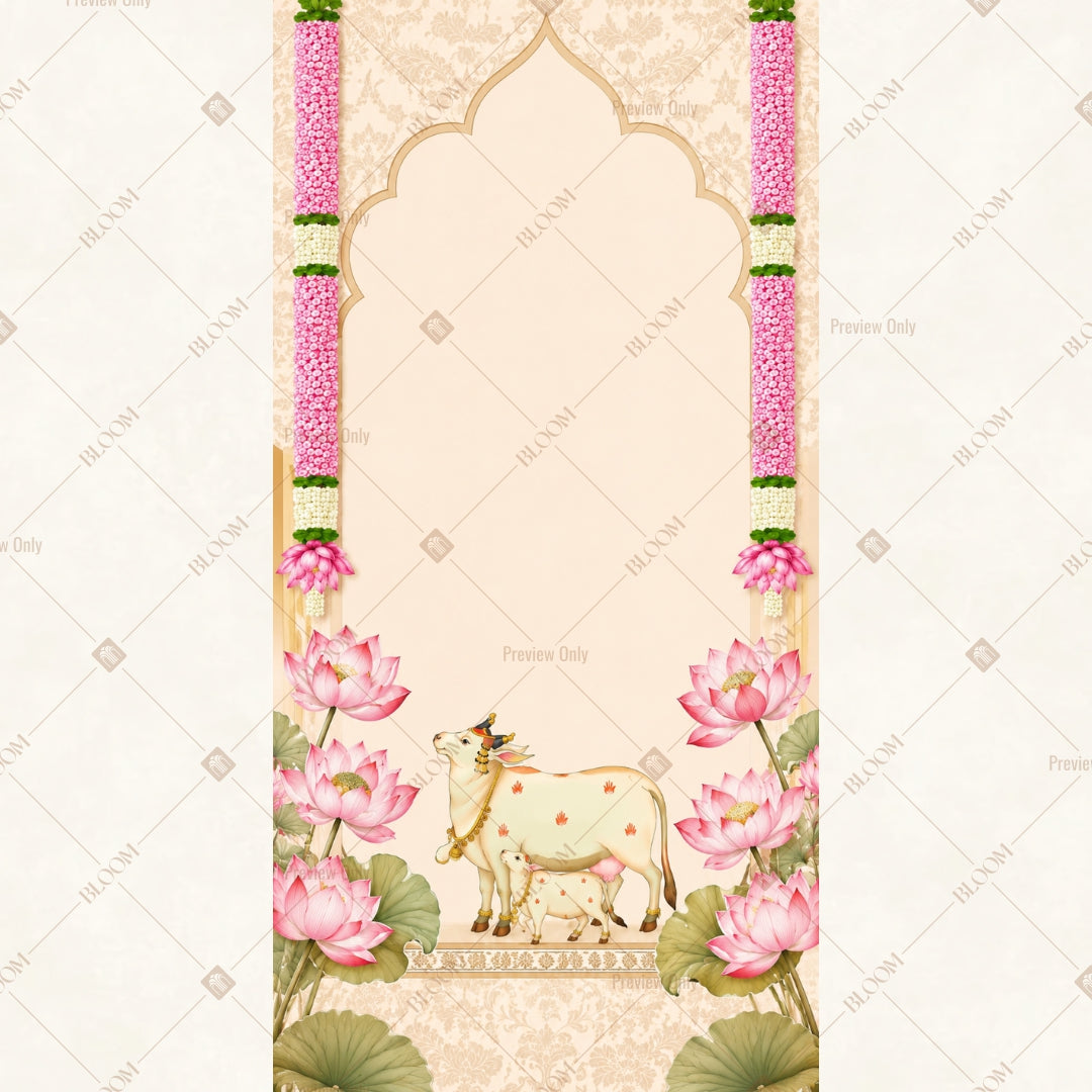 Floral Cow Garden Arch Vertical Backdrop
