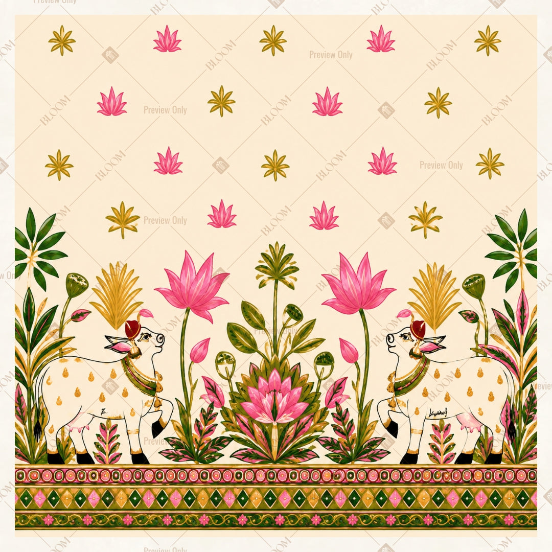 Pink Floral Meadow Square Backdrop