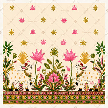Pink Floral Meadow Square Backdrop