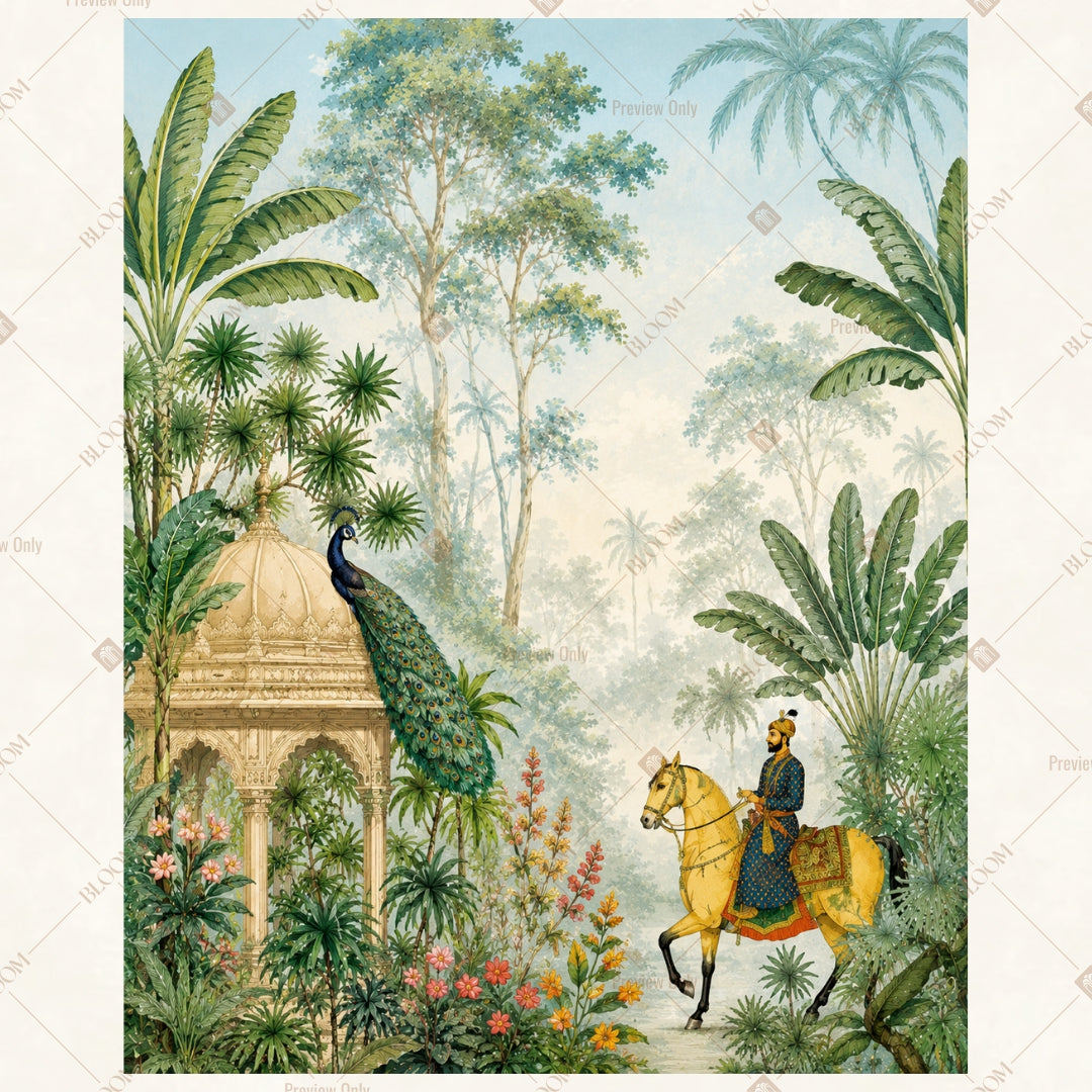 Vintage Tropical Palace Portrait Rectangle Backdrop