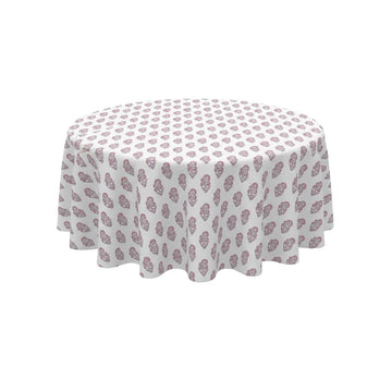 White Floral Buti Round Table Cover - Pack Of 6