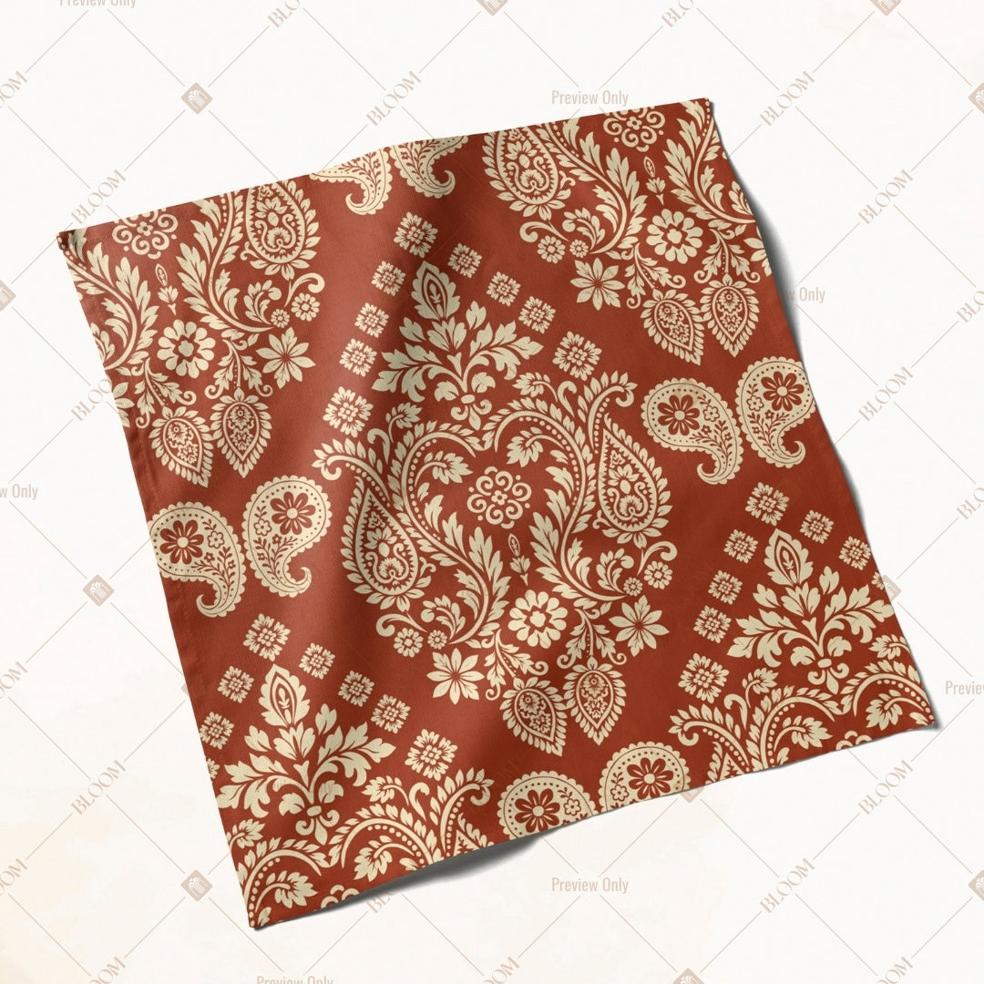 Terracotta Floral Block Napkin Pack of 20