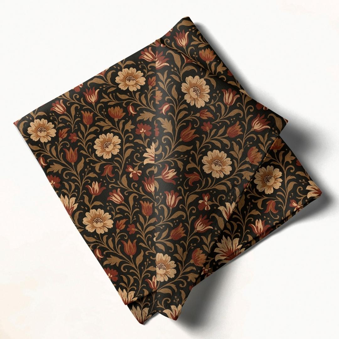 Black Floral: Napkins 18" X 18" - Pack Of 20