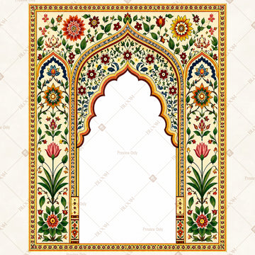 Floral Mughal Arch Portrait Rectangle Backdrop