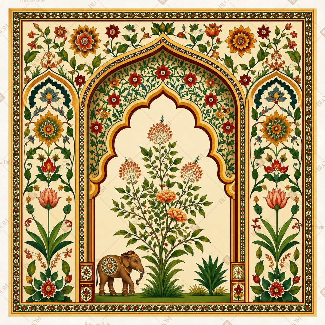 Luxury Floral Mughal Arch Square Backdrop