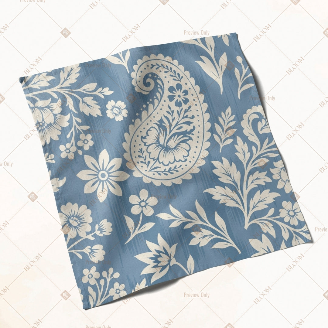 Blue Paisley Block Print Napkin Pack of 20