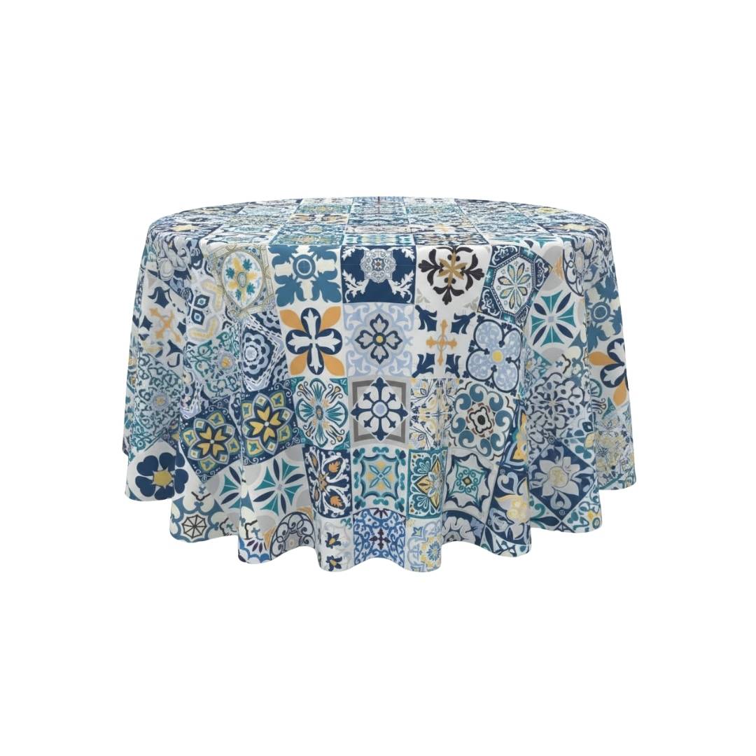 Blue Mosaic Tile Round Table Cover - Pack Of 6