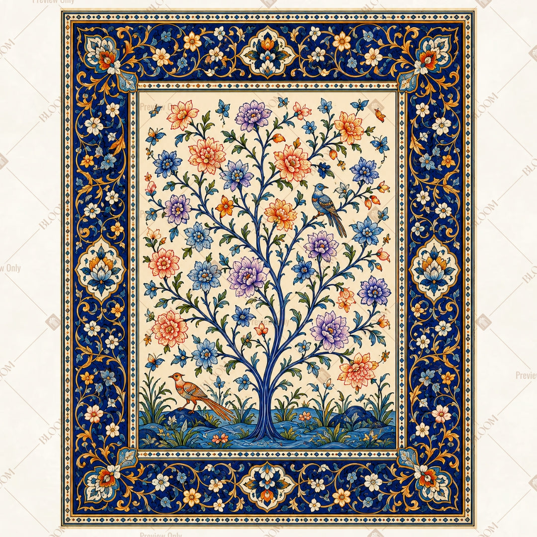 Royal Floral Rug Pattern Portrait Rectangle Backdrop