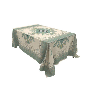 Teal Ornate Border Rectangle Table Cover - Pack Of 6