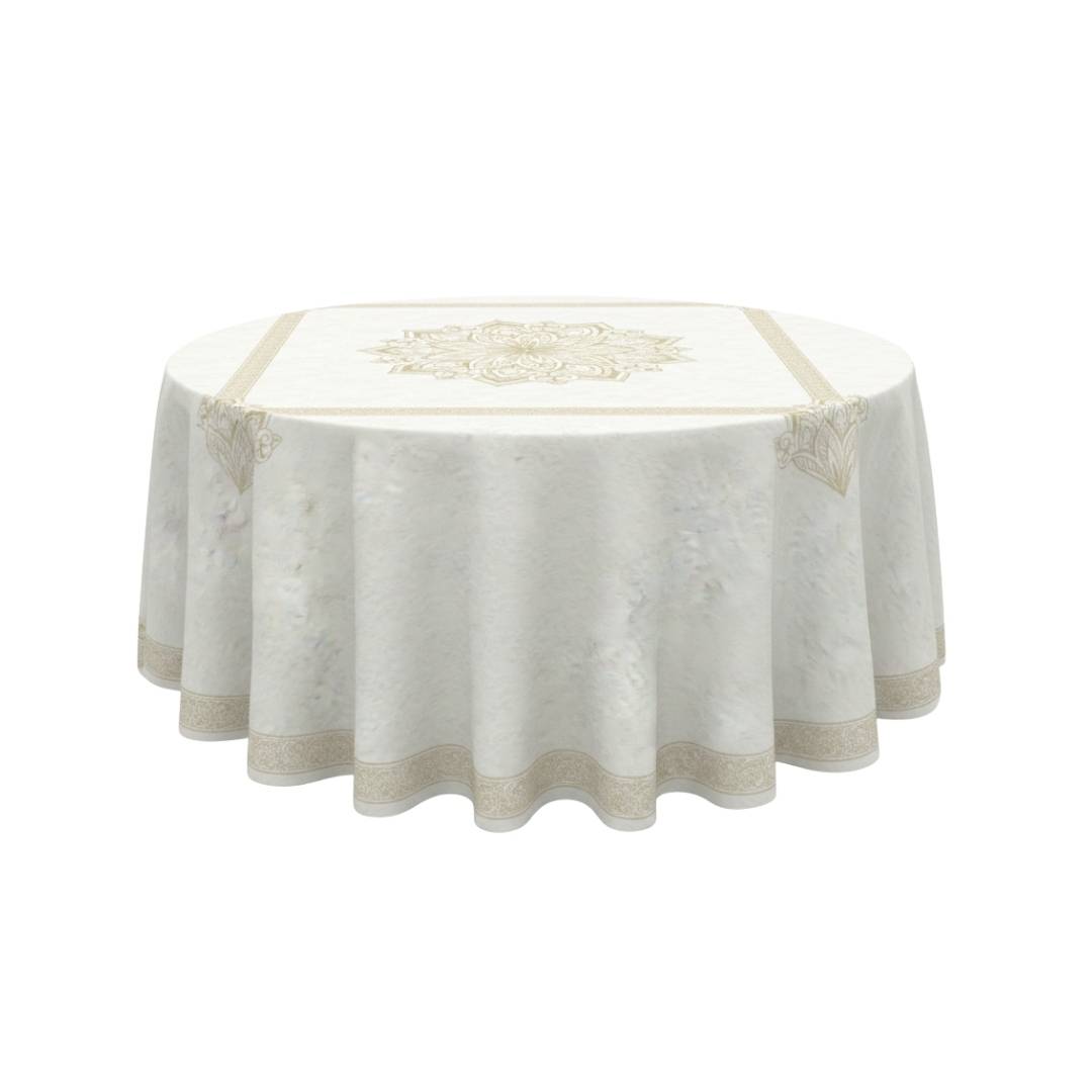 White Gold Royale Round Table Cover - Pack Of 6