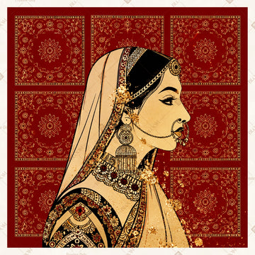 Royal Indian Bride Portrait Square Backdrop