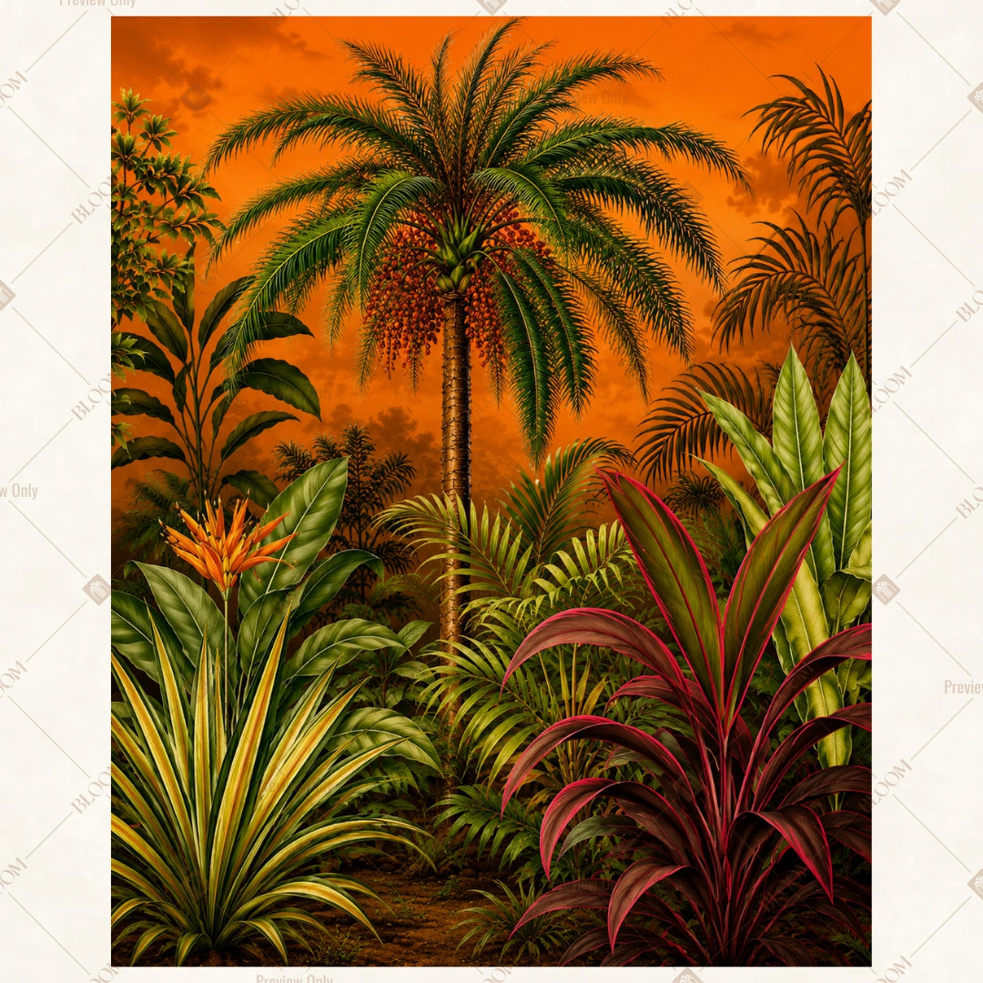 Tropical Sunset Forest Portrait Rectangle Backdrop