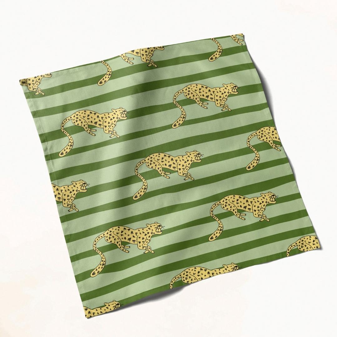 Green Striped Cheetah: Napkins 18" X 18" - Pack Of 20