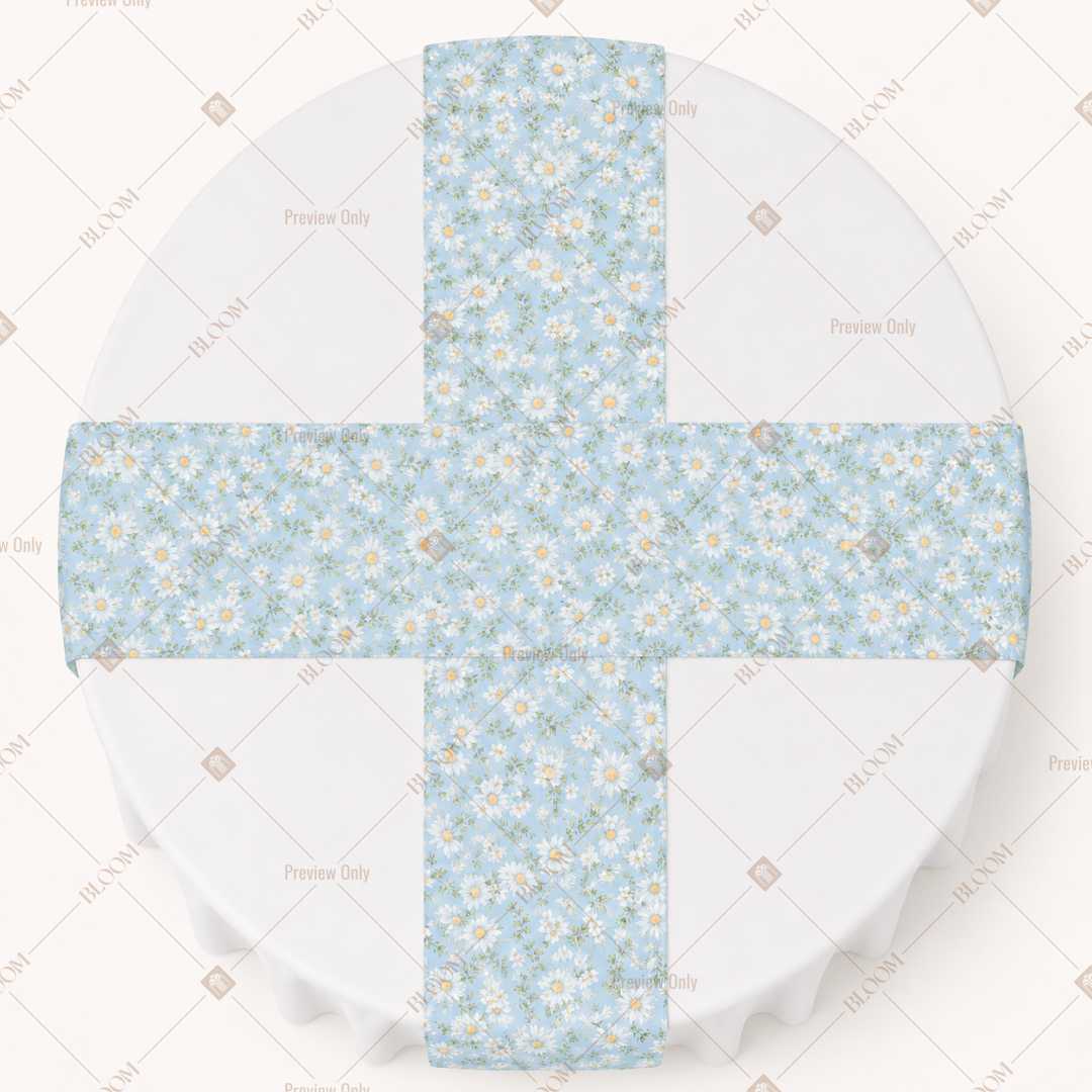 Baby Blue Floral Dot Table Runner Pack Of 12