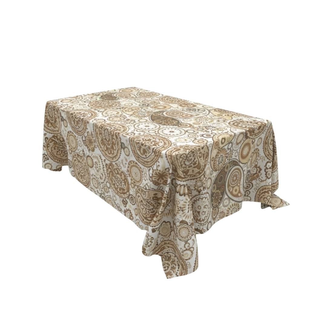 Beige Mandala Paisley Rectangle Table Cover - Pack Of 6