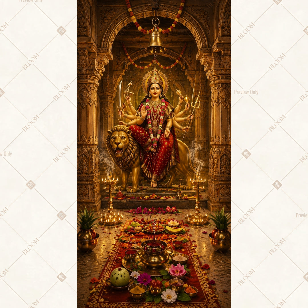 Golden Temple Goddess Vertical Backdrop