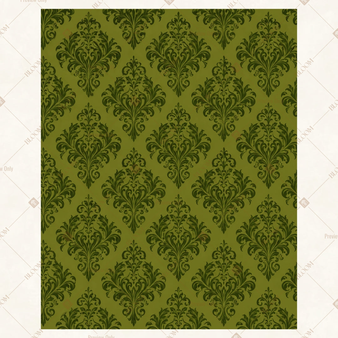 Green Damask Pattern Portrait Rectangle Backdrop