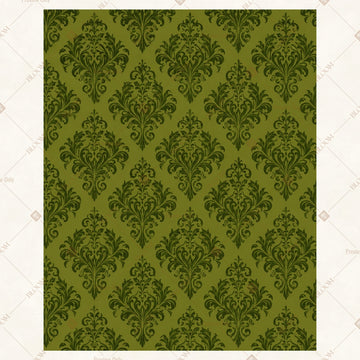 Green Damask Pattern Portrait Rectangle Backdrop