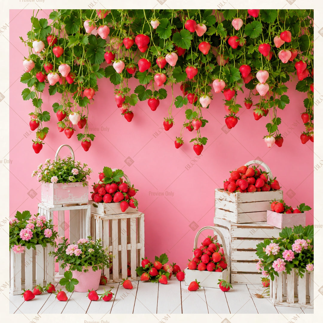 Pink Floral Dessert Party Square Backdrop