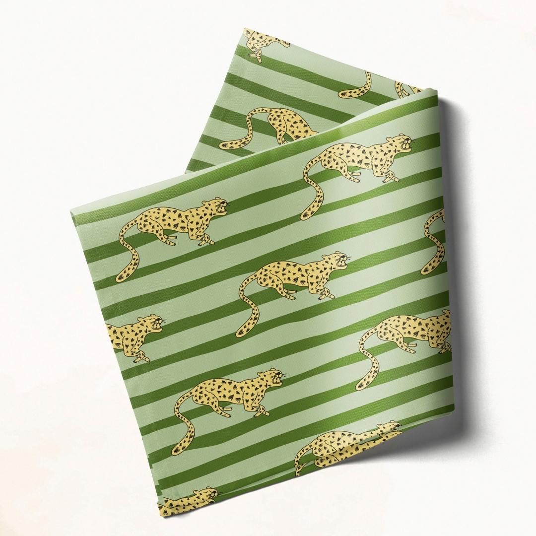 Green Striped Cheetah: Napkins 18" X 18" - Pack Of 20