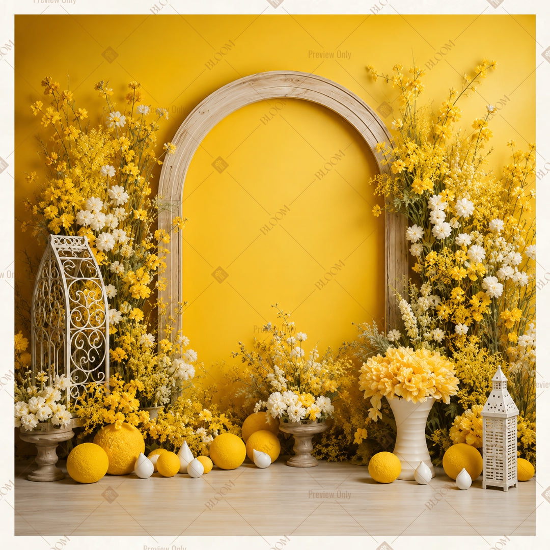 Golden Balloon Arch Party Square Backdrop